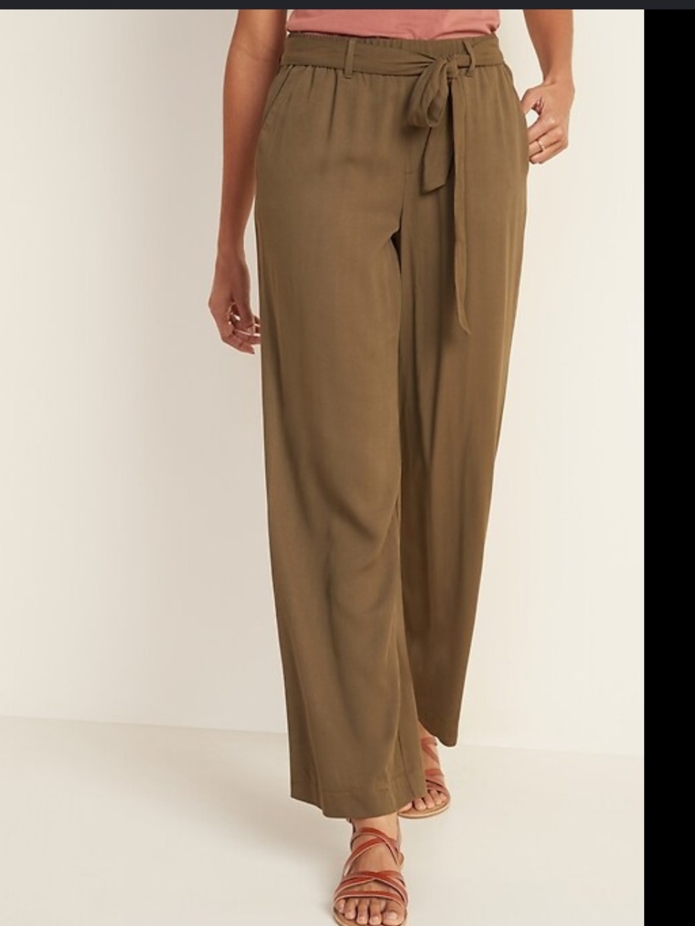 NWT Old Navy Hi Waisted Tie Belt Soft Pants